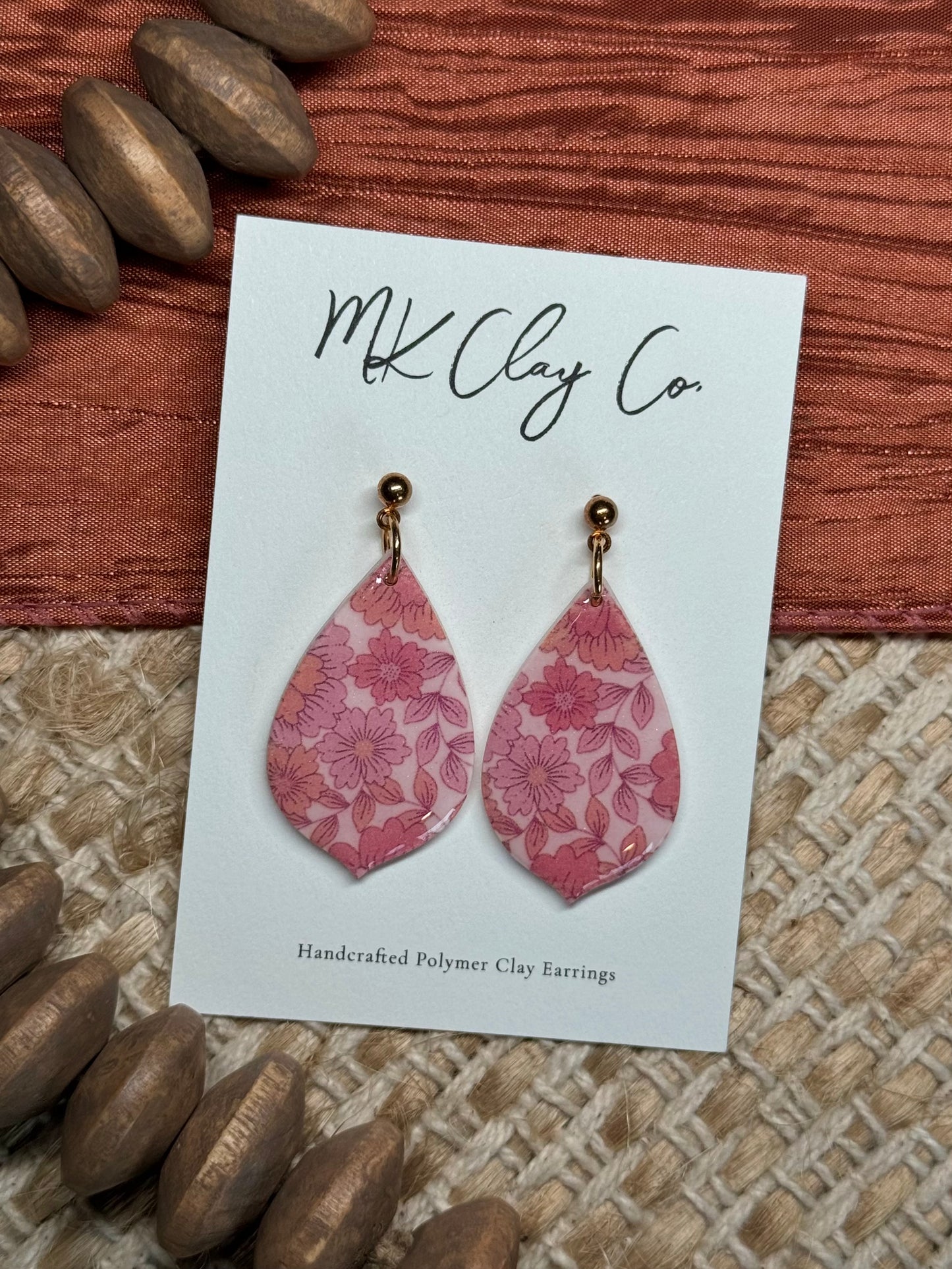 Pink Floral Print Dangles
