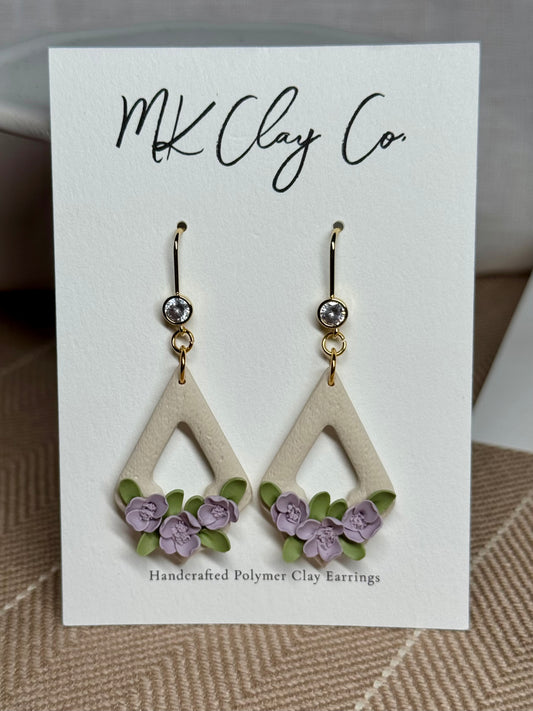 Purple Floral Dangles