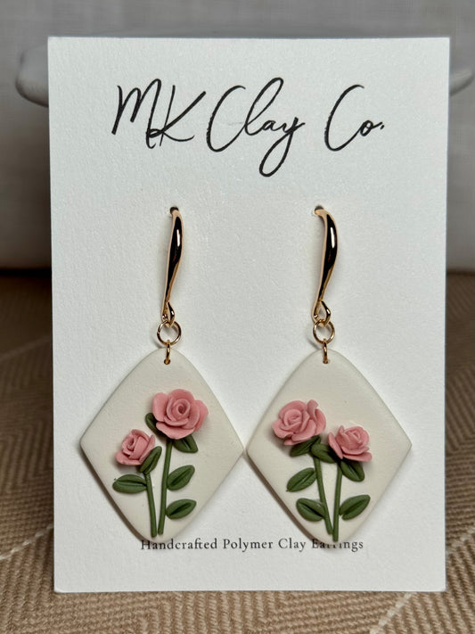 Diamond Rose Dangles